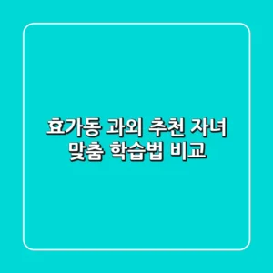 효가동 과외 추천: 자녀 맞춤 학습법 비교