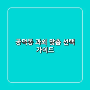 공덕동 과외, 맞춤 선택 가이드