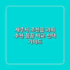 제주시 조천읍 과외 추천 | 꼼꼼 비교 & 선택 가이드