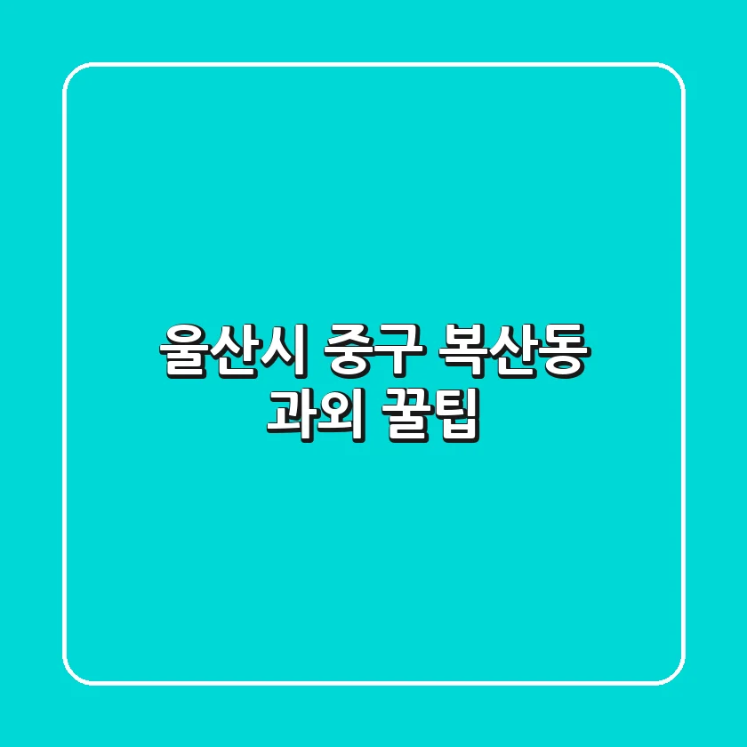 울산시 중구 복산동 과외 꿀팁!