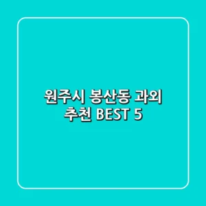 원주시 봉산동 과외 추천 BEST 5