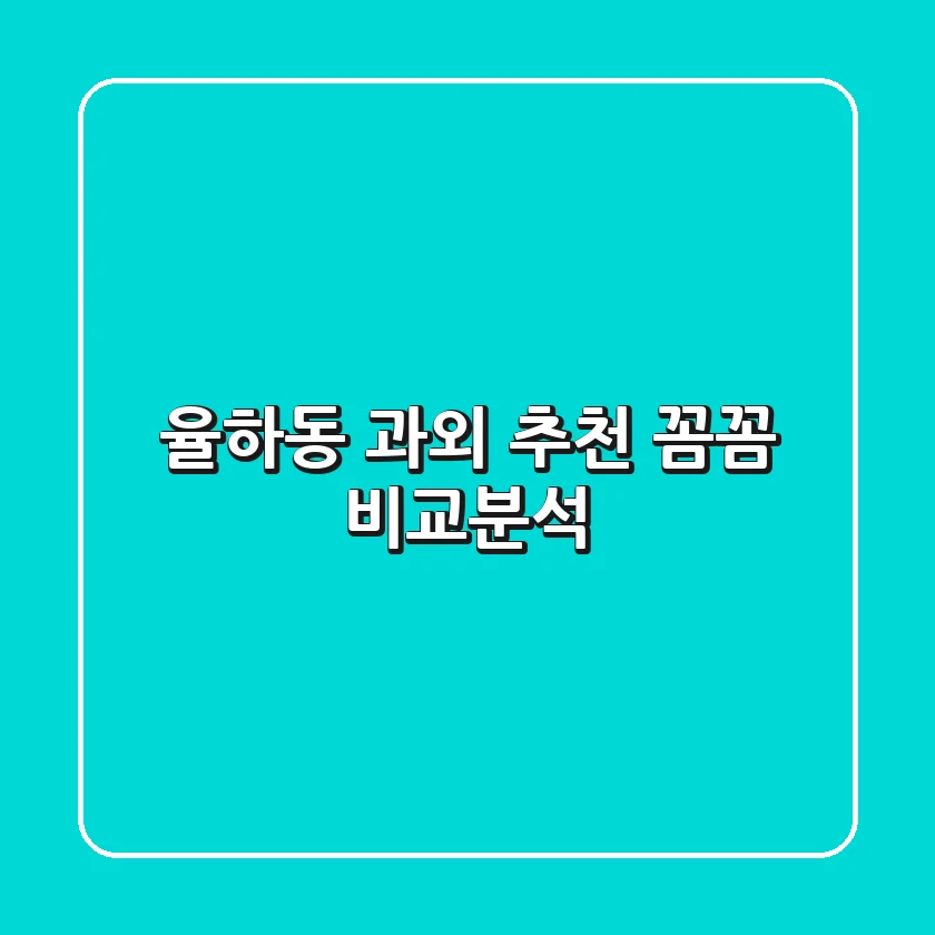 율하동 과외 추천: 꼼꼼 비교분석