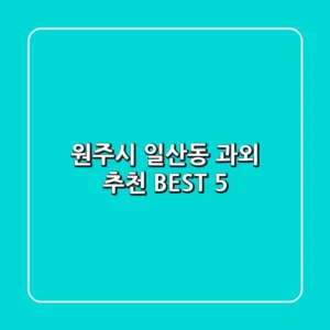 원주시 일산동 과외 추천 BEST 5