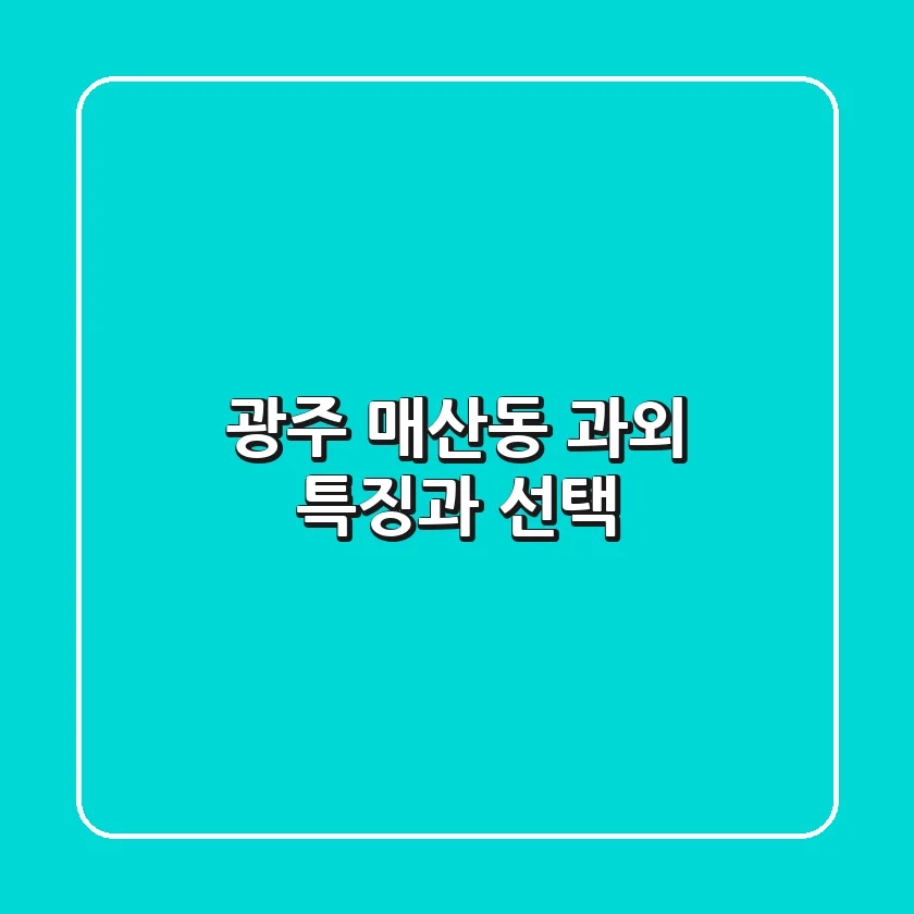광주 매산동 과외: 특징과 선택