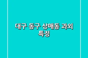 대구 동구 상매동 과외 특징