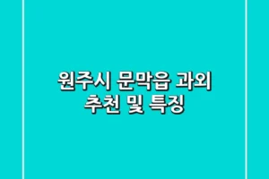 원주시 문막읍 과외 추천 및 특징