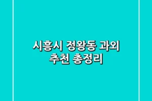 시흥시 정왕동 과외 추천 총정리