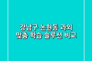 강남구 논현동 과외: 맞춤 학습 솔루션 비교