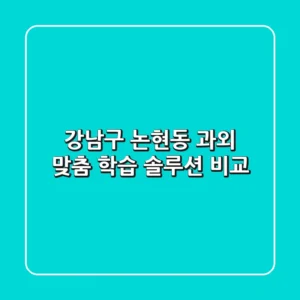강남구 논현동 과외: 맞춤 학습 솔루션 비교