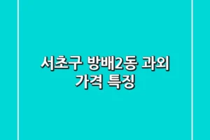 서초구 방배2동 과외: 가격, 특징