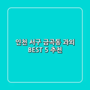 인천 서구 금곡동 과외 BEST 5 추천