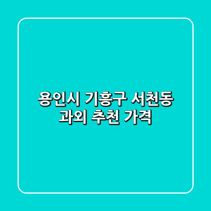 용인시 기흥구 서천동 과외 추천 & 가격