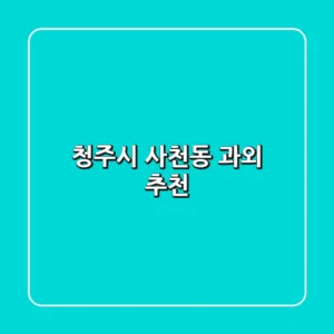 청주시 사천동 과외 추천