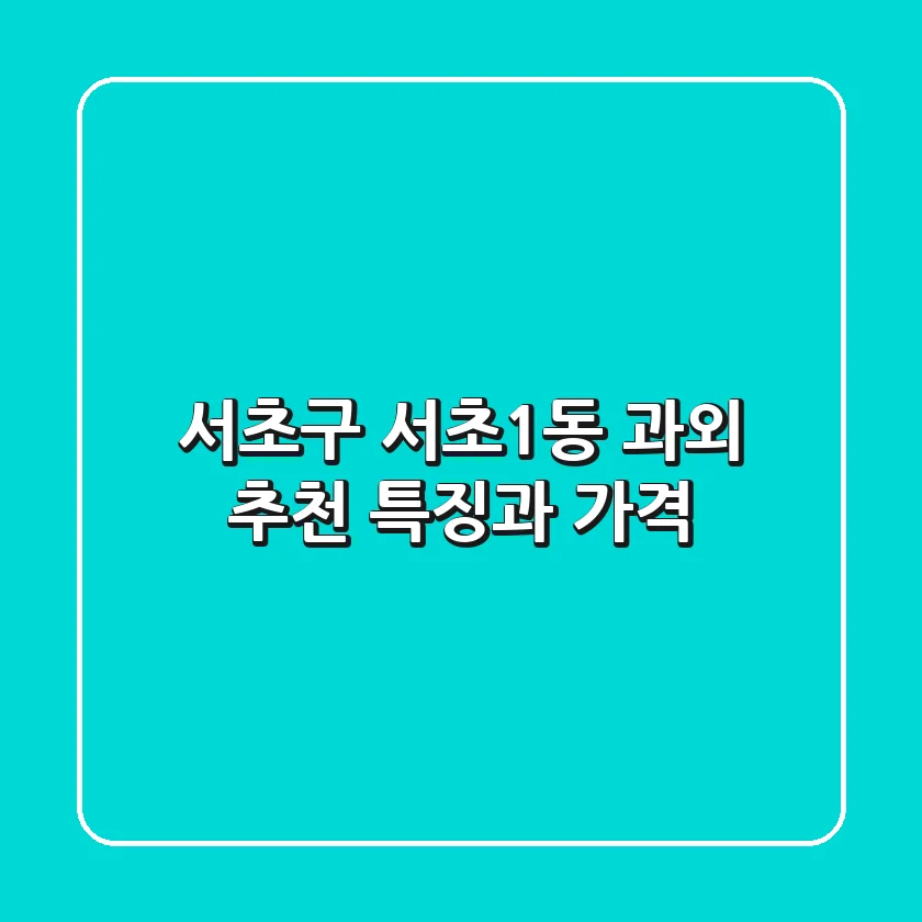 서초구 서초1동 과외 추천: 특징과 가격