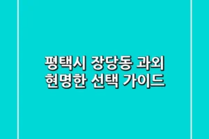 평택시 장당동 과외, 현명한 선택 가이드