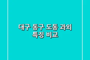 대구 동구 도동 과외: 특징 비교
