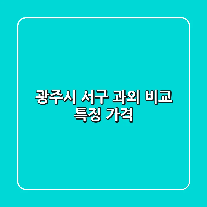 광주시 서구 과외 비교: 특징, 가격