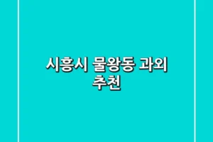 시흥시 물왕동 과외 추천
