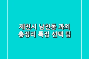 제천시 남천동 과외 총정리: 특징, 선택 팁