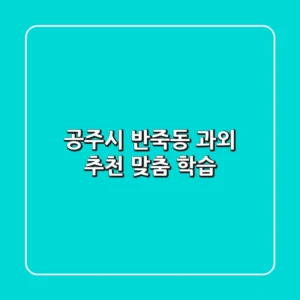 공주시 반죽동 과외 추천: 맞춤 학습