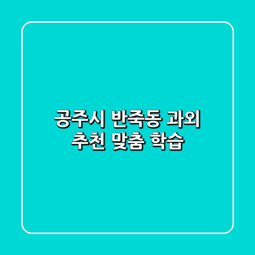 공주시 반죽동 과외 추천: 맞춤 학습