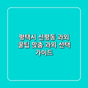 평택시 신평동 과외 꿀팁 | 맞춤 과외 선택 가이드