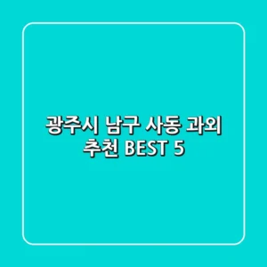 광주시 남구 사동 과외 추천 BEST 5