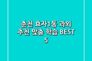 춘천 효자1동 과외 추천: 맞춤 학습 BEST 5