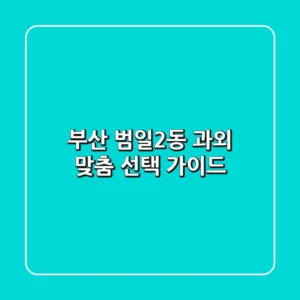 부산 범일2동 과외, 맞춤 선택 가이드