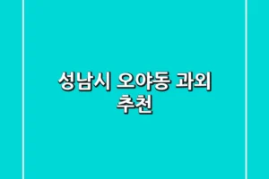 성남시 오야동 과외 추천