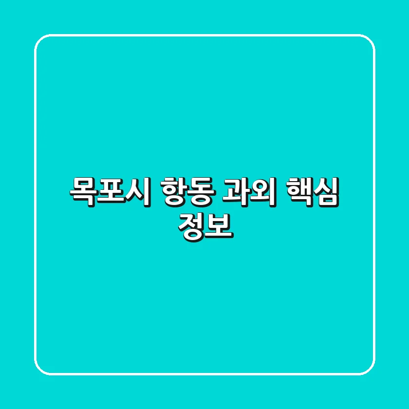 목포시 항동 과외 핵심 정보