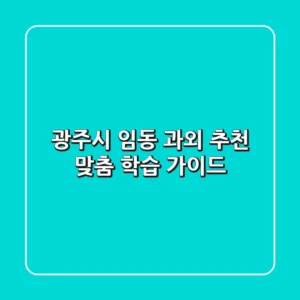 광주시 임동 과외 추천: 맞춤 학습 가이드