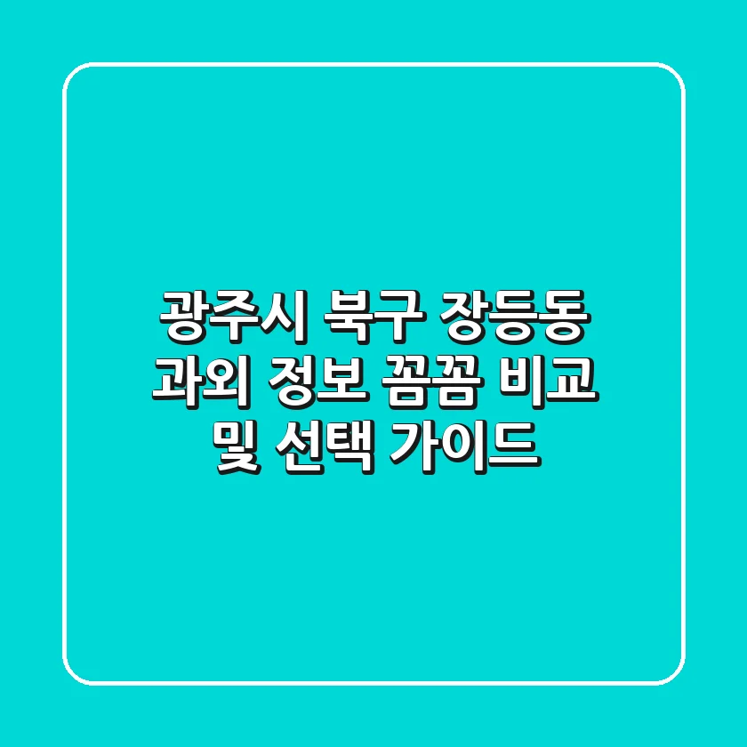 광주시 북구 장등동 과외 정보: 꼼꼼 비교 및 선택 가이드