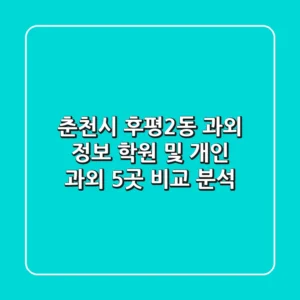 춘천시 후평2동 과외 정보: 학원 및 개인 과외 5곳 비교 분석