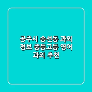 공주시 송선동 과외 정보 - 중등/고등 영어 과외 추천