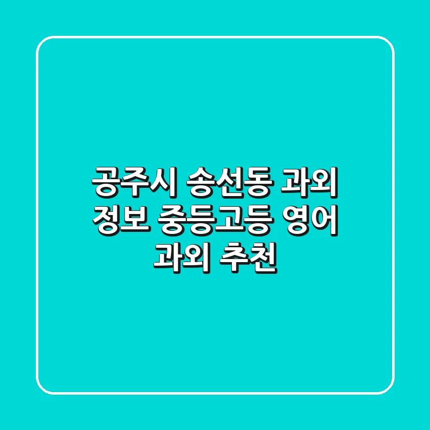 공주시 송선동 과외 정보 - 중등/고등 영어 과외 추천