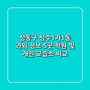성동구 성수1가1동 과외 정보: 5곳 학원 및 개인 교습소 비교