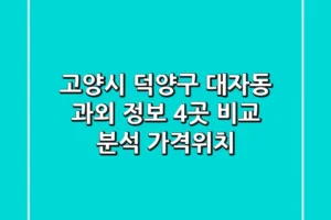 고양시 덕양구 대자동 과외 정보: 4곳 비교 분석 (가격/위치)