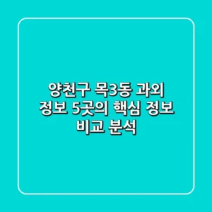 양천구 목3동 과외 정보: 5곳의 핵심 정보 비교 분석