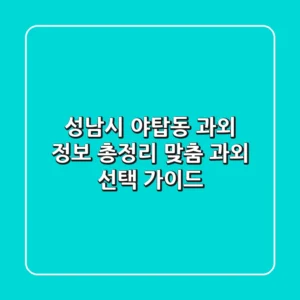성남시 야탑동 과외 정보 총정리 - 맞춤 과외 선택 가이드