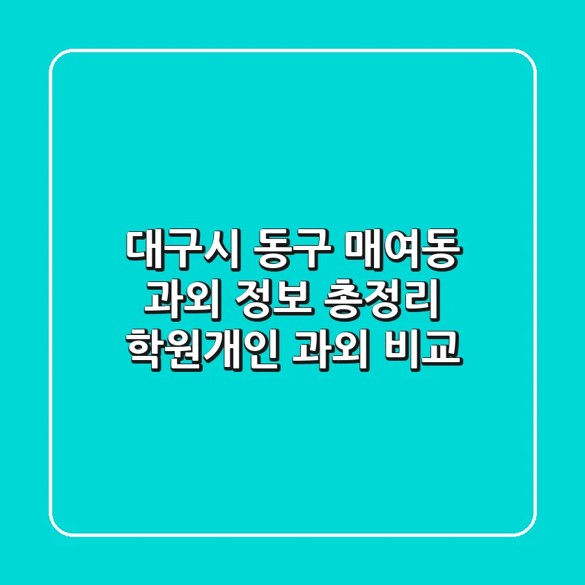 대구시 동구 매여동 과외 정보 총정리 - 학원/개인 과외 비교