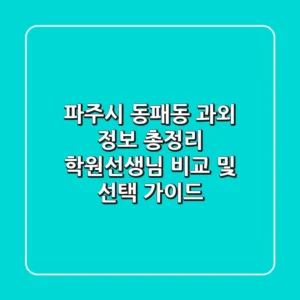 파주시 동패동 과외 정보 총정리 - 학원/선생님 비교 및 선택 가이드