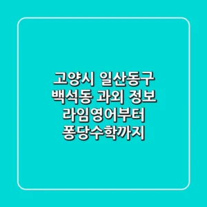 고양시 일산동구 백석동 과외 정보 - 라임영어부터 퐁당수학까지