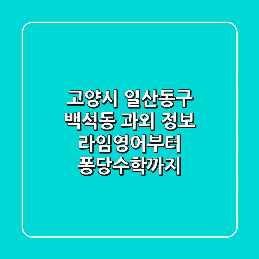 고양시 일산동구 백석동 과외 정보 - 라임영어부터 퐁당수학까지