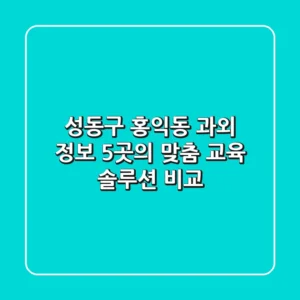 성동구 홍익동 과외 정보: 5곳의 맞춤 교육 솔루션 비교