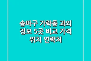 송파구 가락동 과외 정보: 5곳 비교 (가격, 위치, 연락처)