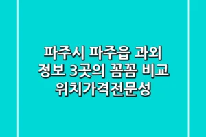 파주시 파주읍 과외 정보: 3곳의 꼼꼼 비교 (위치/가격/전문성)