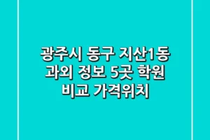광주시 동구 지산1동 과외 정보: 5곳 학원 비교 (가격/위치)