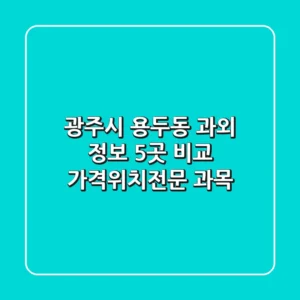 광주시 용두동 과외 정보: 5곳 비교 (가격/위치/전문 과목)
