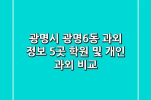 광명시 광명6동 과외 정보: 5곳 학원 및 개인 과외 비교